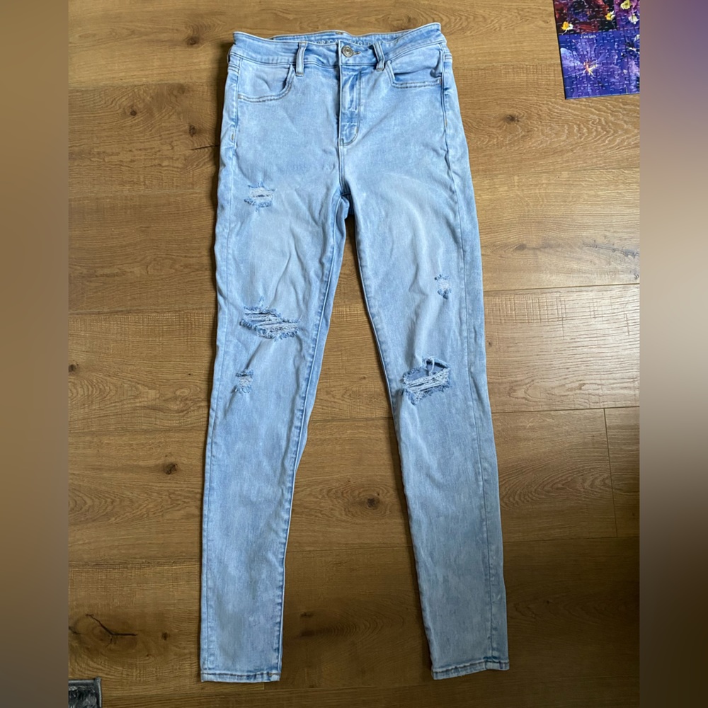 American Eagle Light Ripped Skinny Jeans